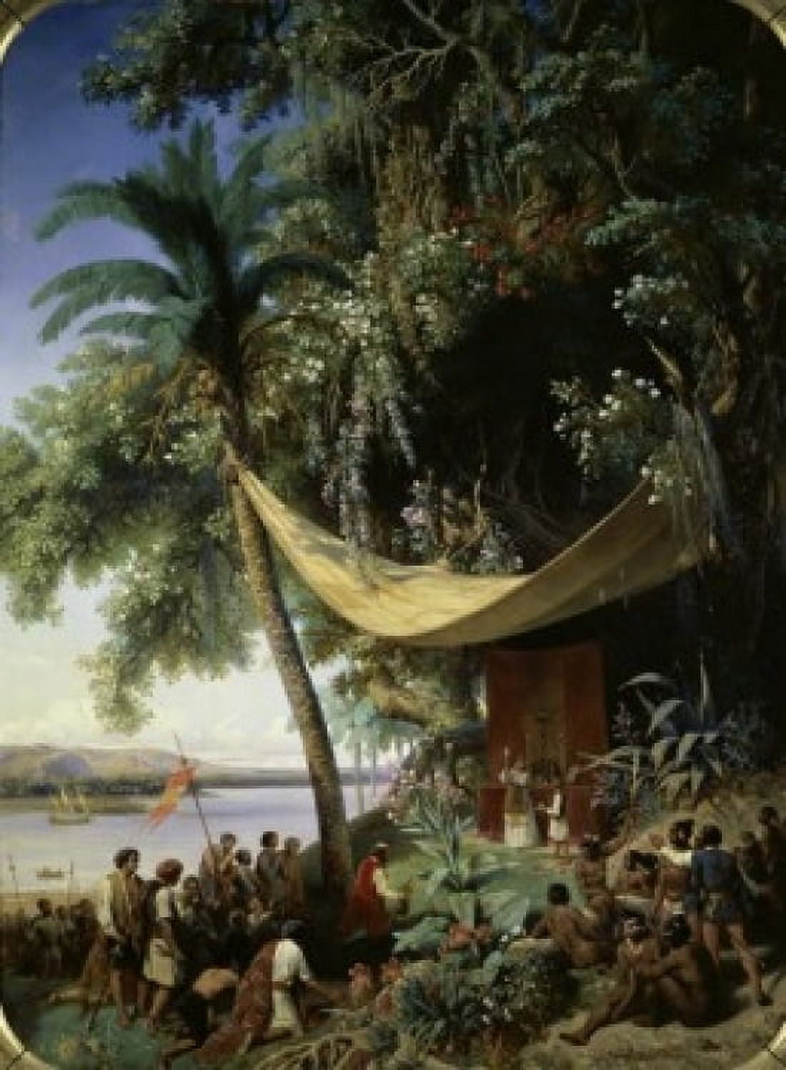 First Mass in America (Premiere Messe en Amerique) 1850 Henri Pierre Lon Blanchard (1805-1873French) Musee des Beaux-Arts Dijon Canvas Art - Henri Pierre Lon Blanchard (24 x 36)