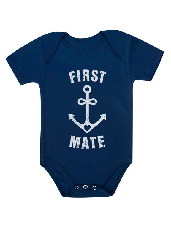 First Mate Baby Bodysuit Fathers Day Baby Outfit Infant Sailing Clothes Navy 12M (6-12M)