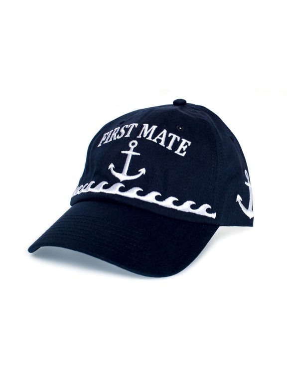 First Mate Dad Hat Anchor Boating Cap Embroidered Adult Unisex Navy