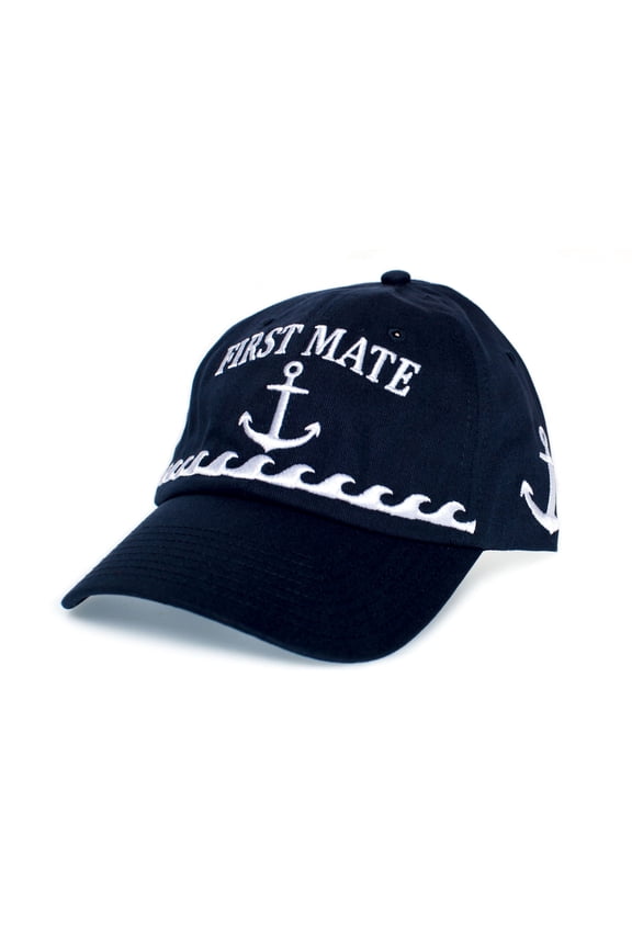 First Mate Dad Hat Anchor Boating Cap Embroidered Adult Unisex Navy