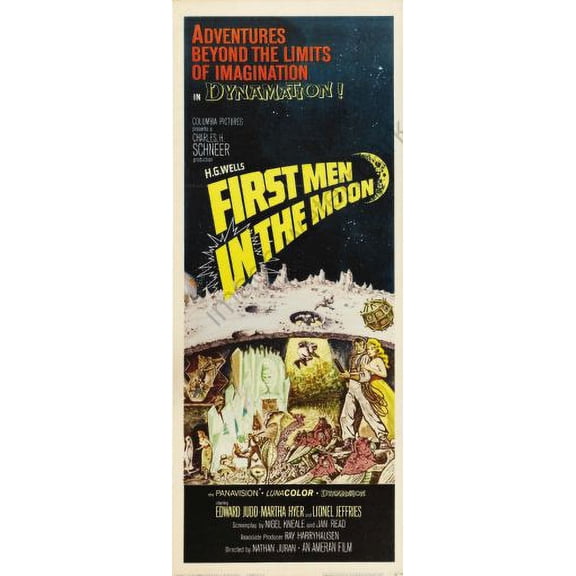First Men In The Moon 14inx36in Insert Movie Poster Multi-Color Square Adults Western Graphic