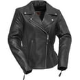 thumbnail image 1 of First Mfg Co - Allure - Women's Motorcycle Biker Riding Black Leather Jacket - 4X Large - Armor Pockets Grommets Gussets Thermal Liner, 1 of 4