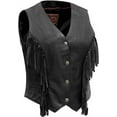 thumbnail image 1 of First Mfg Co - Apache - Women's Motorcycle Biker Riding Black Leather Vest - Medium - Full Press Seam Fringe, 1 of 3