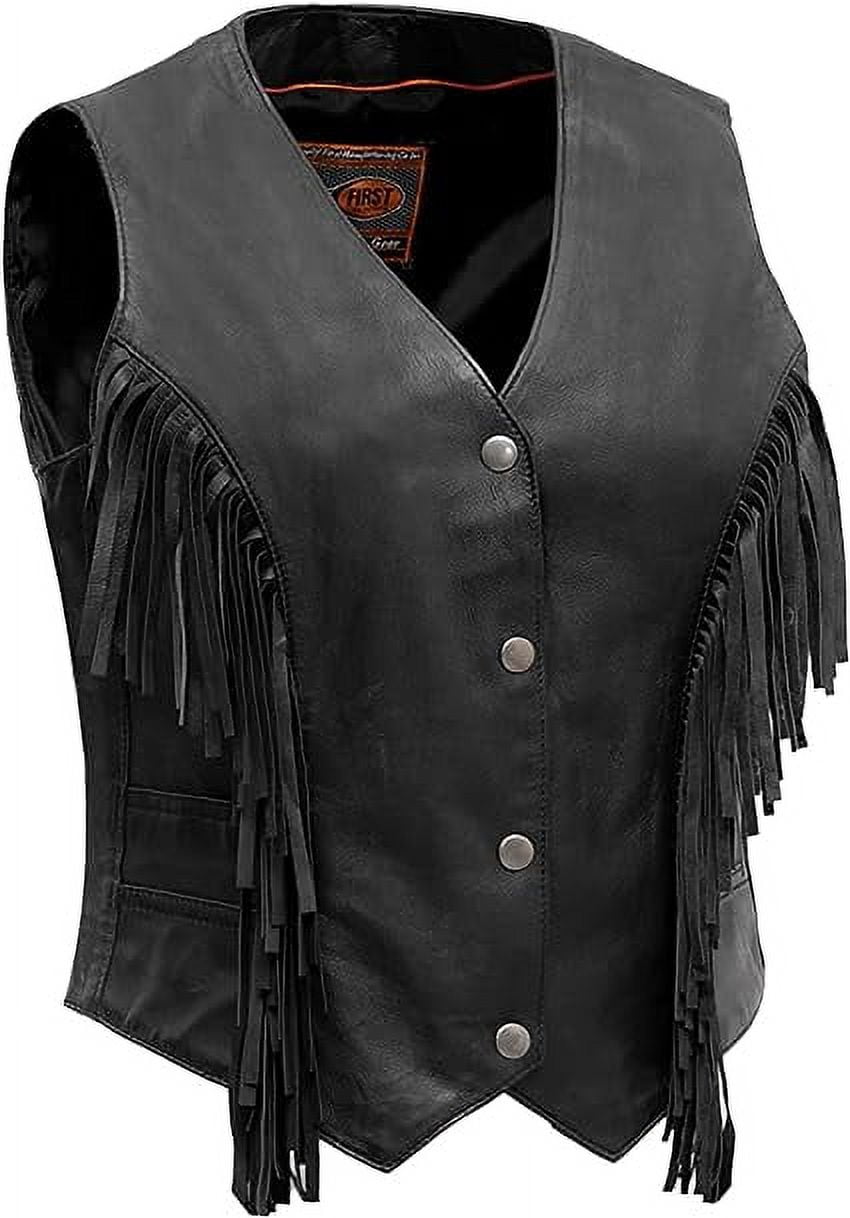 Vest Ridning First Mfg Co - Apache - Women's Motorcycle Biker Riding Black Leather ...
