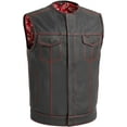 thumbnail image 1 of First Mfg Co - Bandit - Men's Motorcycle Biker Riding Red Black Leather Vest - 6X Large - Contrast stitching, 1 of 5