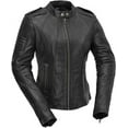 thumbnail image 1 of First Mfg Co - Biker - Women's Motorcycle Biker Riding Black Leather Jacket - 4X Large - Action Back Armor Pockets Gussets Side Relief Zippers Vented, 1 of 4
