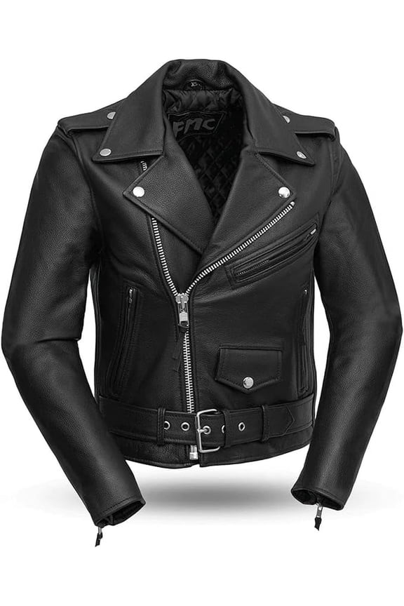 - Bikerlicious - Women's Motorcycle Biker Riding Black Leather Jacket - Extra Small - Action Back Belted Thermal Liner