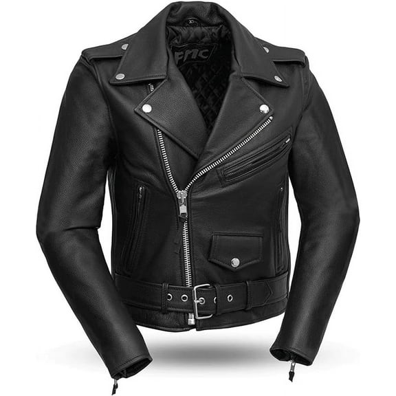 First Mfg Co - Bikerlicious - Women's Motorcycle Biker Riding Black Leather Jacket - Medium - Action Back Belted Thermal Liner