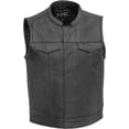 thumbnail image 1 of First Mfg Co - Blaster - Men's Motorcycle Biker Riding Black Leather Vest - 3X-Large, 1 of 5