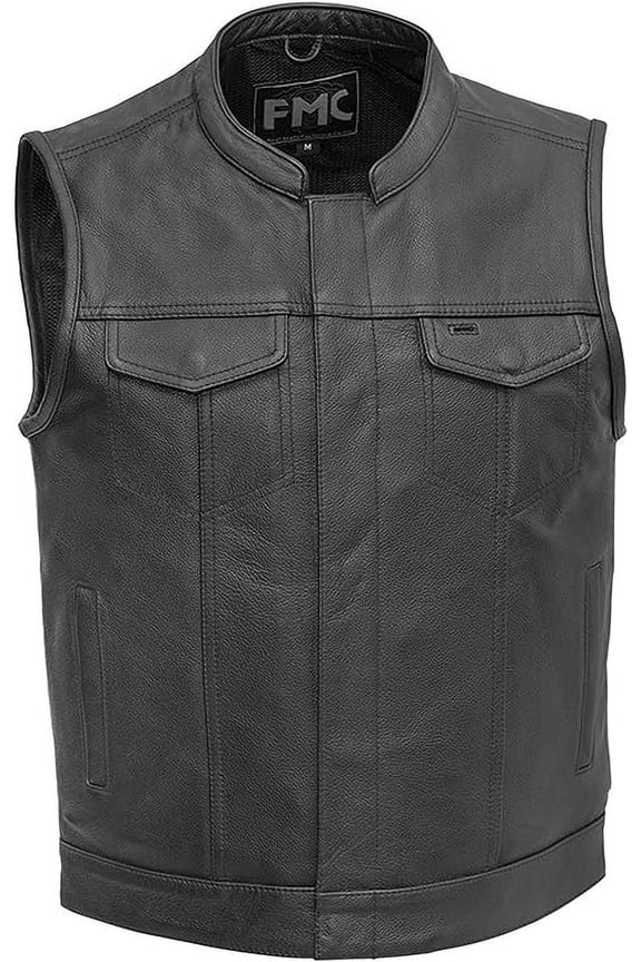 - Blaster - Men's Motorcycle Biker Riding Black Leather Vest - 5X-Large