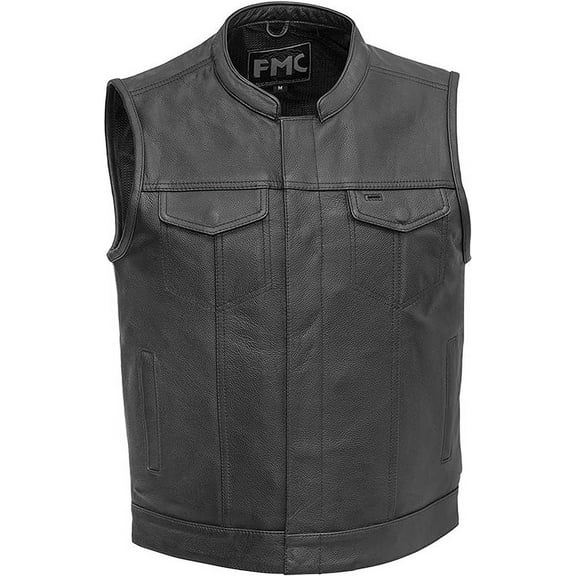 First Mfg Co - Blaster - Men's Motorcycle Biker Riding Black Leather Vest - 8X Large
