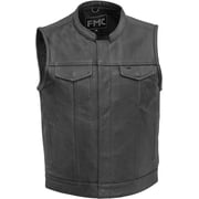 First Mfg Co - Blaster - Mens Motorcycle Biker Riding Black Leather Vest - Large