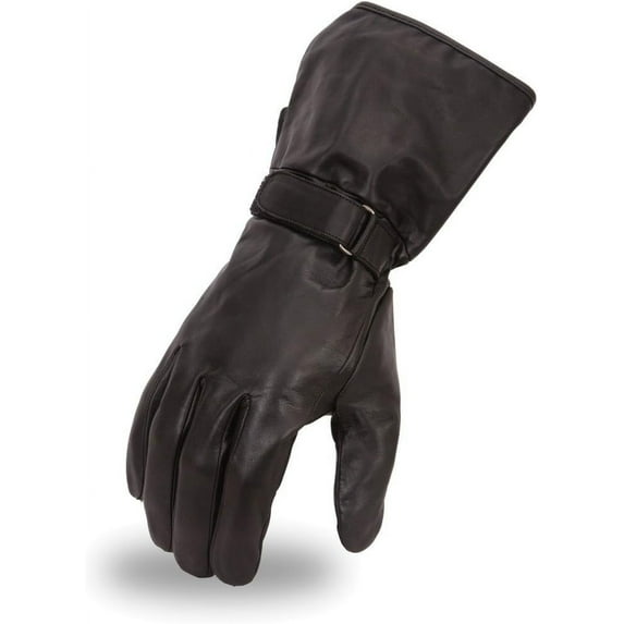 First Mfg Co - Blaze - Men's Motorcycle Biker Riding Black Leather Gloves - Large - Lightweight Gel Padding