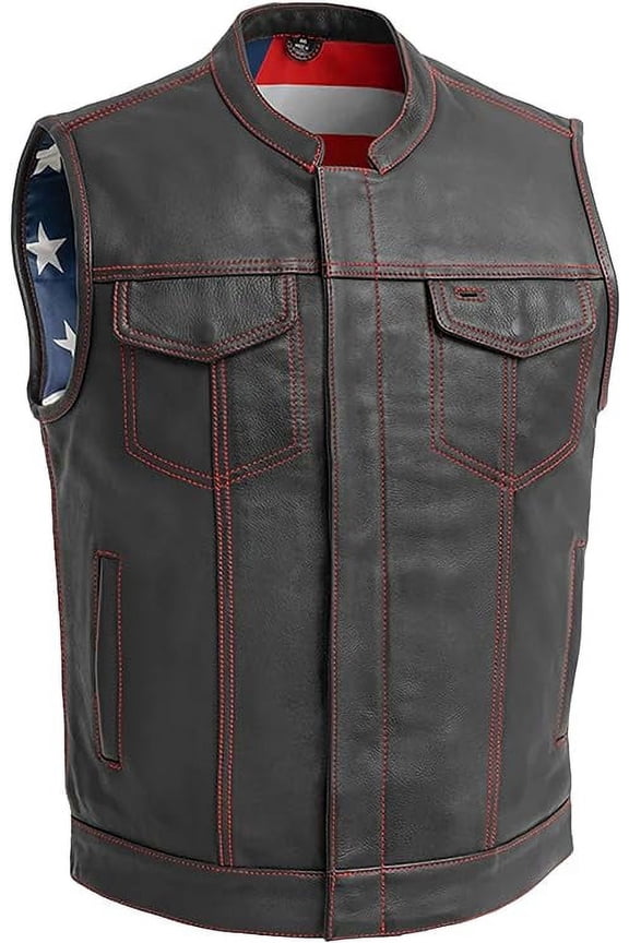 - Born Free - Men's Motorcycle Biker Riding Black Leather Vest - 5X Large