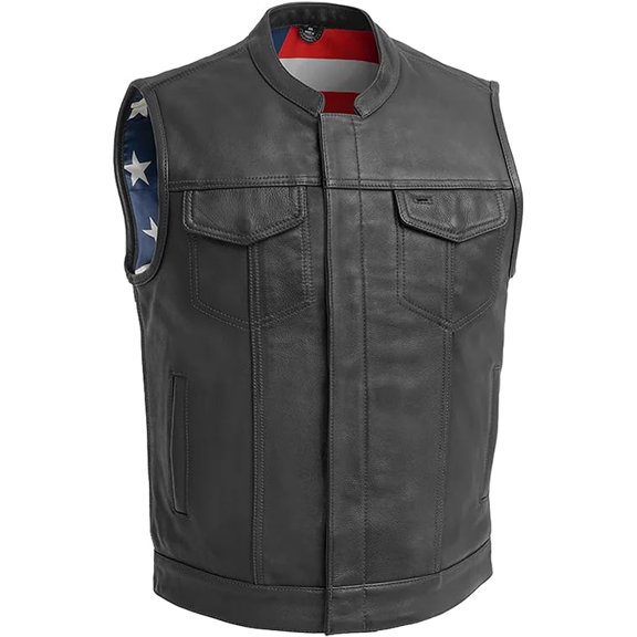 First Mfg Co - Born Free - Men's Motorcycle Biker Riding Black Leather Vest - 7X Large