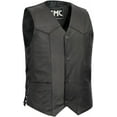 thumbnail image 1 of First Mfg Co - Carbine - Men's Motorcycle Biker Riding Black Leather Vest - 3X Large - Western Style Back, 1 of 3