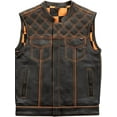 thumbnail image 1 of First Mfg Co - Checker - Men's Motorcycle Biker Riding Black Leather Vest - Extra Large, 1 of 5