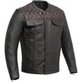 thumbnail image 1 of First Mfg Co - Cinder - Men's Motorcycle Biker Riding Black Red Leather Jacket - 2X Large, 1 of 5