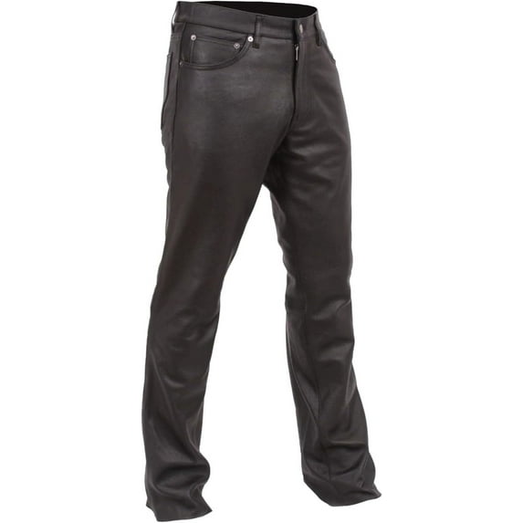 First Mfg Co - Commander - Men's Motorcycle Biker Riding Black Leather Pants - Size 34 - Durable Zipper