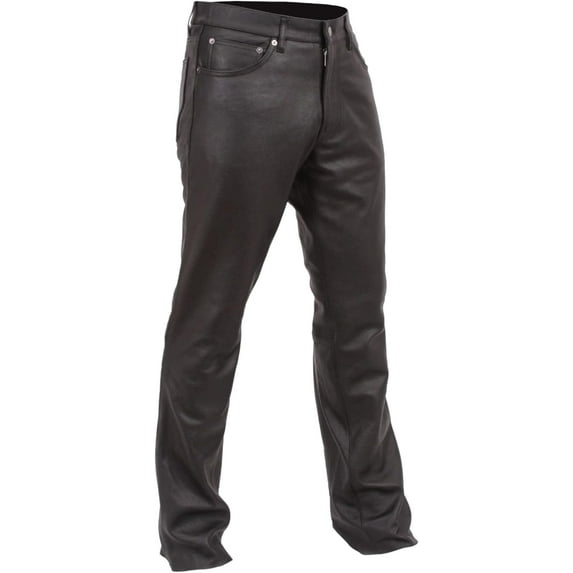 First Mfg Co - Commander - Men's Motorcycle Biker Riding Black Leather Pants - Size 44 - Durable Zipper