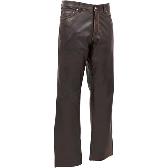 First Mfg Co - Commander - Men's Motorcycle Biker Riding Brown Leather Pants - Size 28 - Durable Zipper