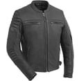 thumbnail image 1 of First Mfg Co - Commuter - Men's Motorcycle Biker Riding Black Leather Jacket - Extra Large - Action Back Armor Pockets Gussets Thermal Liner Vented, 1 of 5