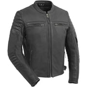First Mfg Co - Commuter - Mens Motorcycle Biker Riding Black Leather Jacket - Medium - Action Back Armor Pockets Gussets Thermal Liner Vented
