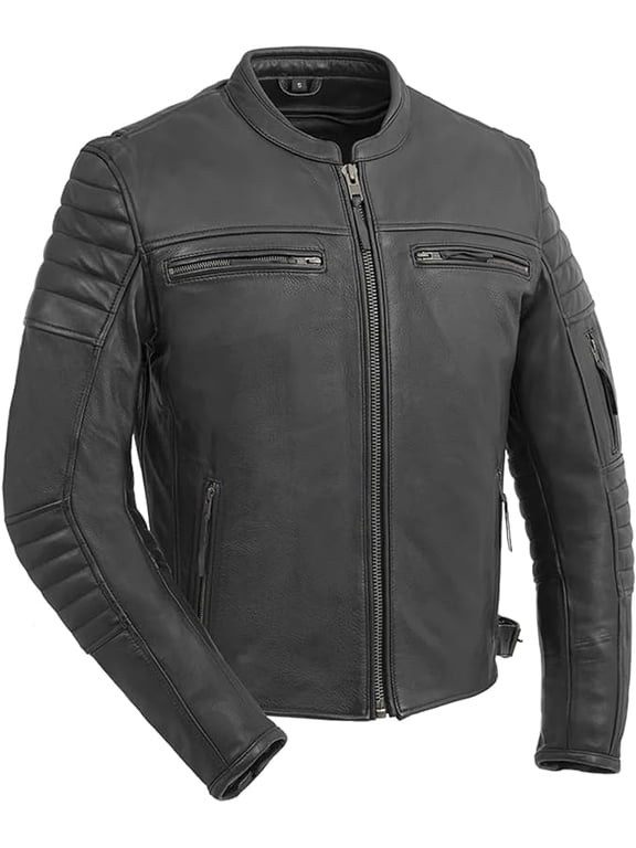 - Commuter - Men's Motorcycle Biker Riding Black Leather Jacket - Small - Action Back Armor Pockets Gussets Thermal Liner Vented