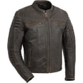 thumbnail image 1 of First Mfg Co - Commuter - Men's Motorcycle Biker Riding Brown Leather Jacket - Small - Action Back Armor Pockets Gussets Thermal Liner Vented, 1 of 5