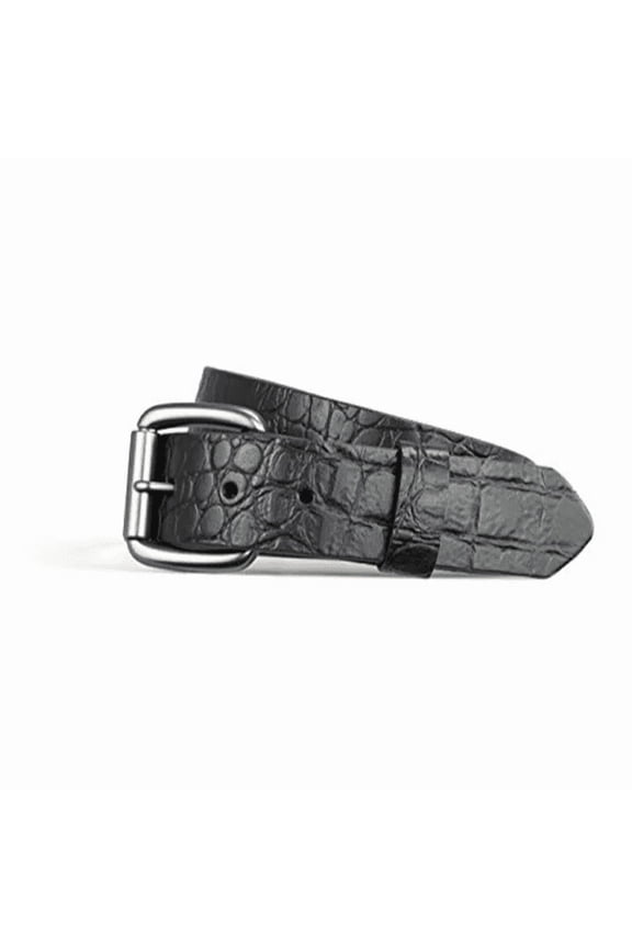 , Crocodile, Men's Motorcycle Biker Riding Leather Belt, Classic Style, Adjustable Fit– Black, Size 50