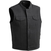First Mfg Co - Crossover - Mens Motorcycle Biker Riding Black Twill Trim Vest - Large