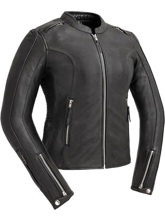 - Cyclone - Women's Motorcycle Biker Riding Black Leather Jacket - 5X Large - Gussets Side Relief Zippers Vented