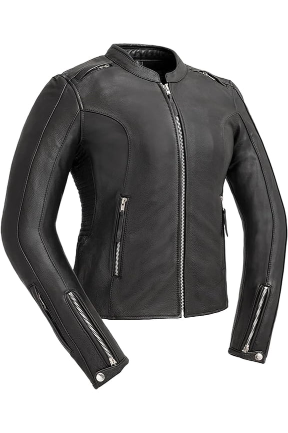 - Cyclone - Women's Motorcycle Biker Riding Black Leather Jacket - Extra Small - Gussets Side Relief Zippers Vented