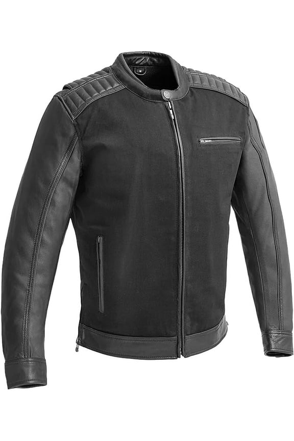 - Daredevil - Men's Motorcycle Biker Riding Black Twill, Leather Jacket - Large - Armor Pocket Reflective Piping