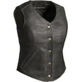 thumbnail image 1 of First Mfg Co - Derringer - Women's Motorcycle Biker Riding Black Leather Vest - 3X Large, 1 of 3