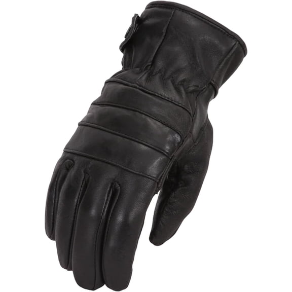 First Mfg Co - Diablo - Men’s Motorcycle Riding Black Sheepskin Leather Gloves, Insulated Biker Gloves with Padded Palm & Elasticized Wrist