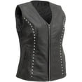 thumbnail image 1 of First Mfg Co - Diana - Women's Motorcycle Biker Riding Black Leather Vest - Extra Small, 1 of 5
