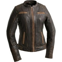 First Mfg Co - Electra - Women's Motorcycle Biker Riding Black Leather Jacket - 2X Large