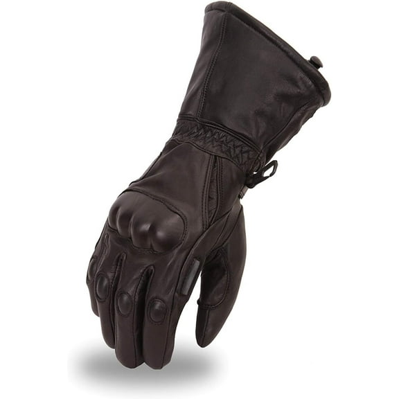 First Mfg Co - Enduro - Men's Motorcycle Biker Riding Black Leather Gloves - Extra Small - Carbon Fiber Knuckles Finger Squeegee Gel Padding Waterproof Windproof