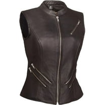 First Mfg Co - Fairmont - Women's Motorcycle Biker Riding Black Leather Vest - 5X Large - Adjustable Lacing