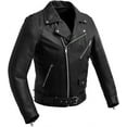 thumbnail image 1 of First Mfg Co - Fillmore - Men's Motorcycle Biker Riding Black Leather Jacket - Medium - Action Back Armor pockets Belted Grommets Gussets, 1 of 5