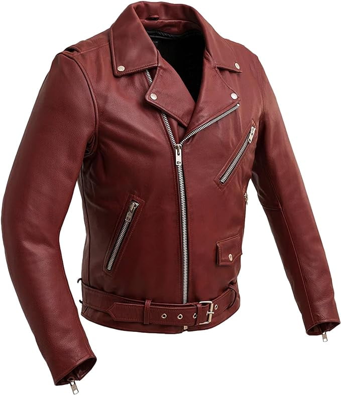 First Mfg Co Fillmore Men's Motorcycle Biker Riding Oxblood Leather