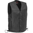 thumbnail image 1 of First Mfg Co - Gambler - Men's Motorcycle Biker Riding Black Leather Vest - Extra Small, 1 of 4