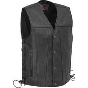 First Mfg Co - Gambler - Mens Motorcycle Biker Riding Black Leather Vest - Extra Small