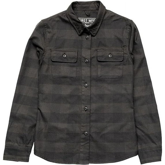 First Mfg Co - Hanna - Women's Motorcycle Shirt - Poly Flannel - Black Grey - 3X Large