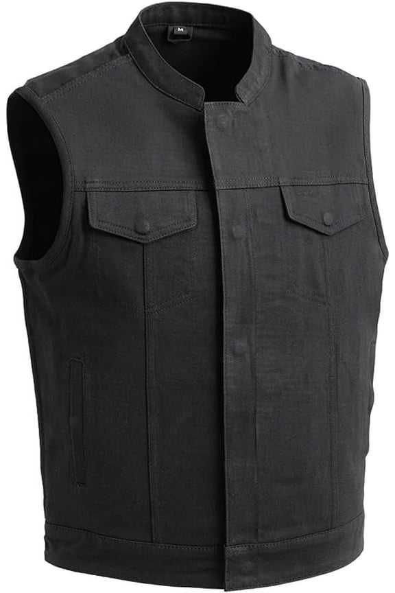 - Havoc - Men's Motorcycle Biker Riding Black Twill Band Vest - 7X Large