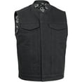 thumbnail image 1 of First Mfg Co - Highland V2 - Men's Motorcycle Biker Riding Black Canvas Vest - 3X Large - Armor Pockets, 1 of 5