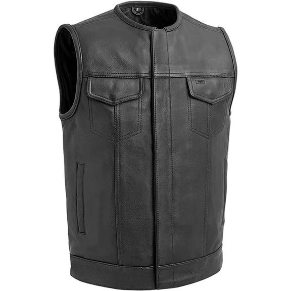 First Mfg Co - Highside - Men's Motorcycle Biker Riding Black Leather Vest - Extra Large