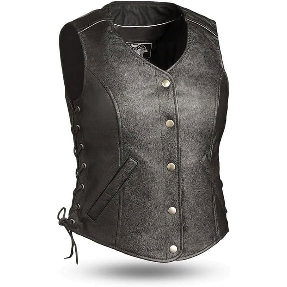 First Mfg Co - Honey Badger - Women's Motorcyle Vest - Leather - Black - Extra Large
