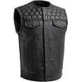 thumbnail image 1 of First Mfg Co - Hornet - Men's Motorcycle Biker Riding Black Leather Vest - 5X Large, 1 of 5